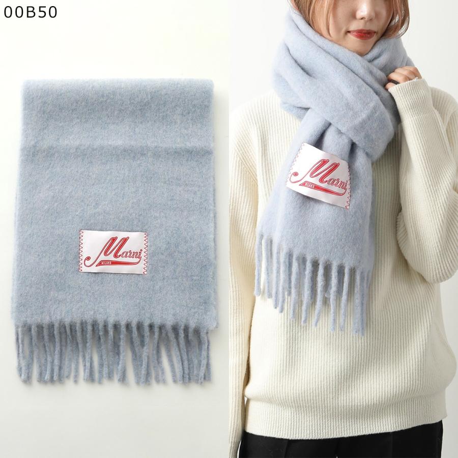 MARNI マルニ マフラー SCMC0059Y0 ASZC0005A0 UTW918 レディース ロゴラベル フリンジ ストール スカーフ 大判 カラー12色 SCMC0059Y0UTW91800B50の画像