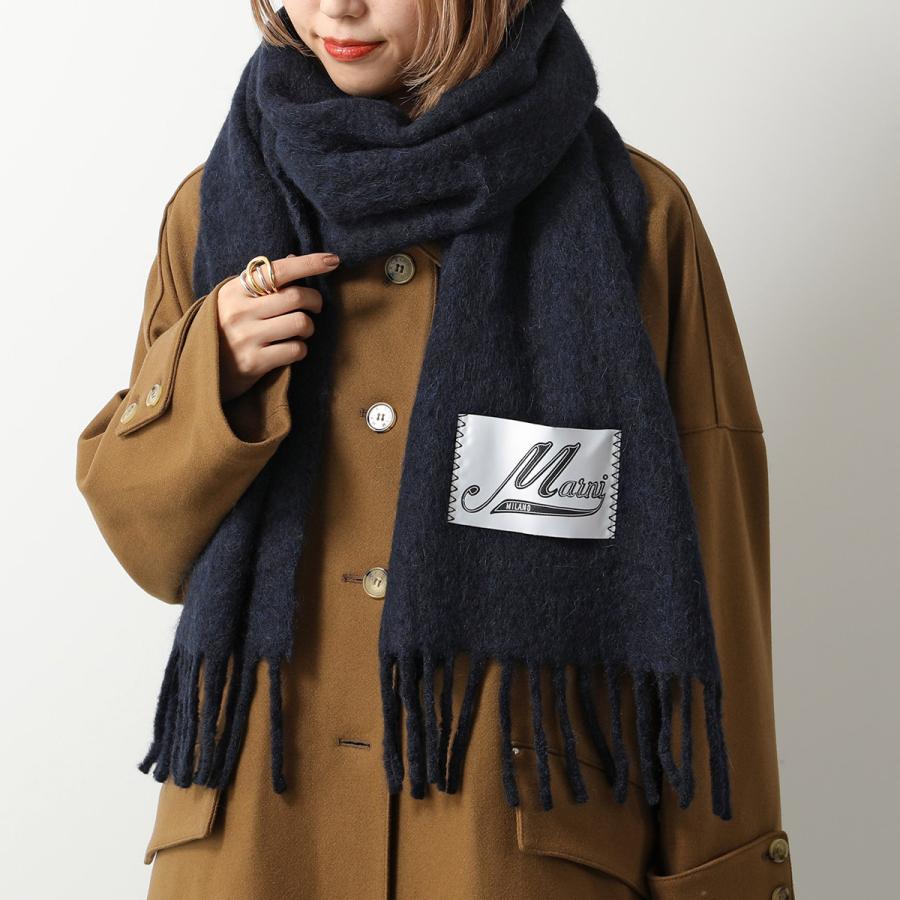 MARNI マルニ マフラー SCMC0059Y0 ASZC0005A0 UTW918 レディース ロゴラベル フリンジ ストール スカーフ 大判 カラー12色 SCMC0059Y0UTW91800B50の画像