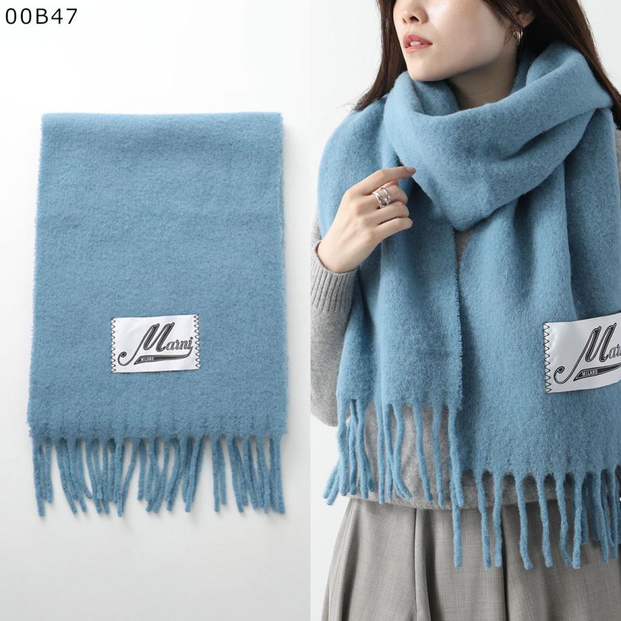 MARNI マルニ マフラー SCMC0059Y0 ASZC0005A0 UTW918 レディース ロゴラベル フリンジ ストール スカーフ 大判 カラー12色 SCMC0059Y0UTW91800B50の画像