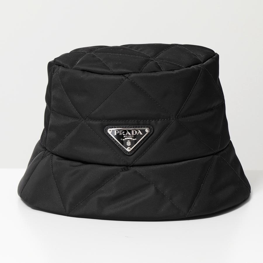 PRADA ブラック バケットハット M フリンジ付き ブラック Re-nylon Xシアリング バケットハット | PRADA