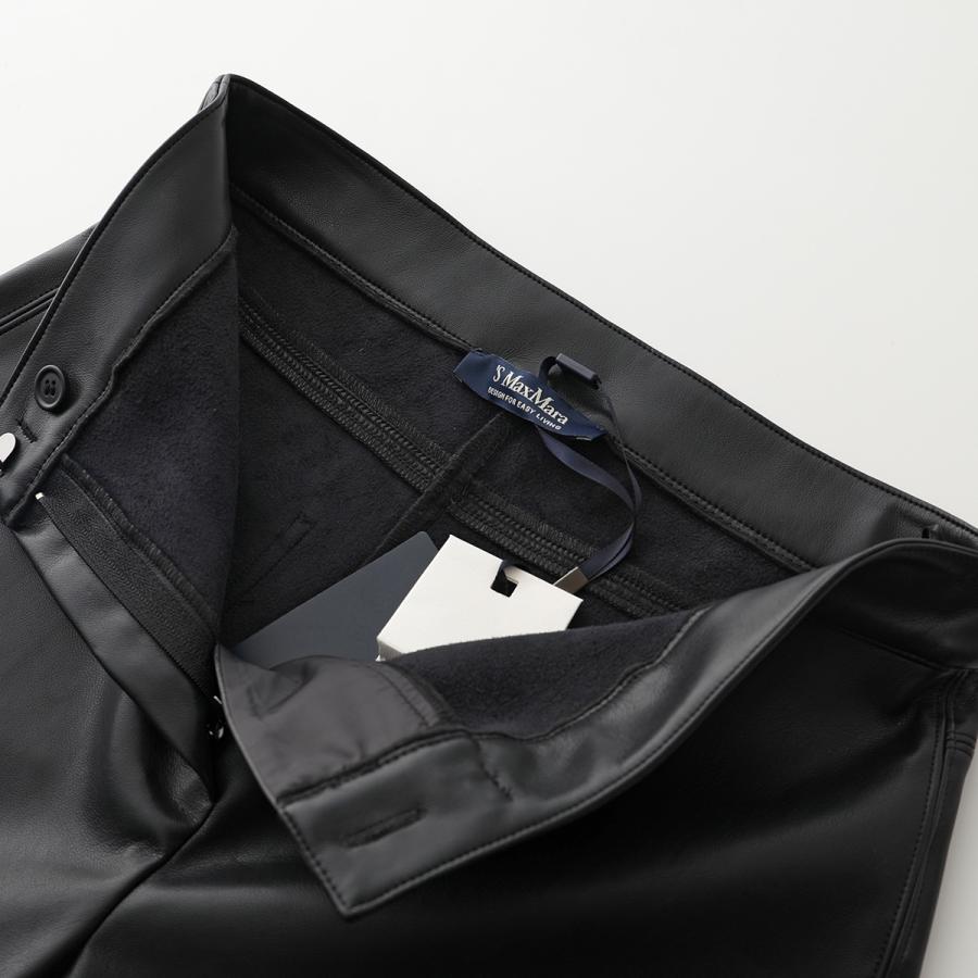 マックスマーラ 良品 イタリア製 白タグ ジェニュインレザー パンツ ブラック S MAXMARA（エスマックスマーラ） エス マックスマーラ エコレザー
