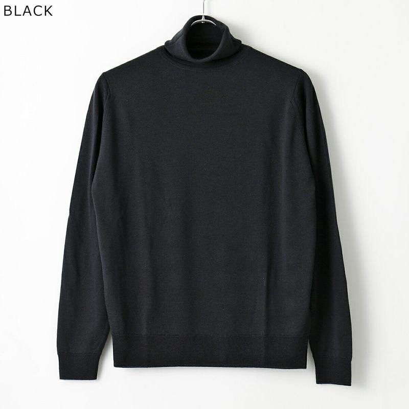 JOHN SMEDLEY ウール 30G タートルネックニット ブラック S JOHN SMEDLEY（ジョンスメドレー） セーター LEVINE メンズ MODERN FIT