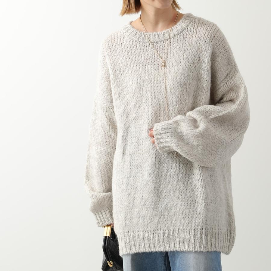 良品★マークアンドロナ スカイウォーカークルーニット モヘア 36 超美品】マークアンドロナ セーター 白×ブルー 総柄 スカル ニット