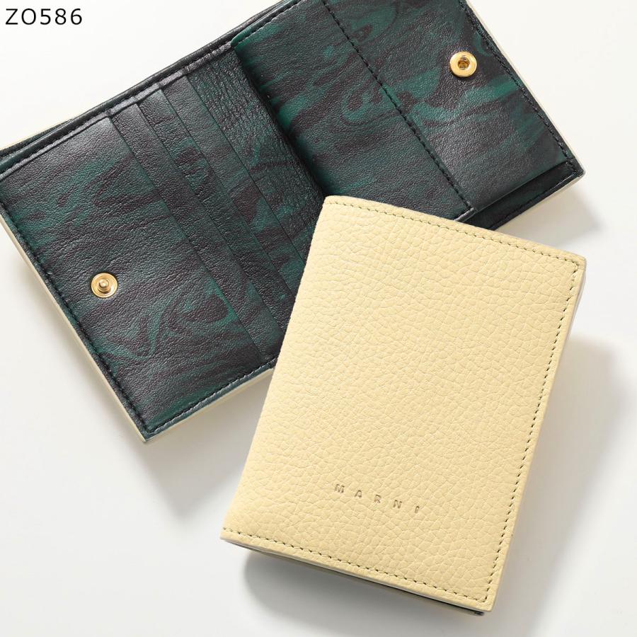 【希少カラー】MARNI マルニ 二つ折り財布 ブラック カーキ レザー レア 希少カラー】MARNI マルニ 二つ折り財布 ブラック カーキ レザー レア
