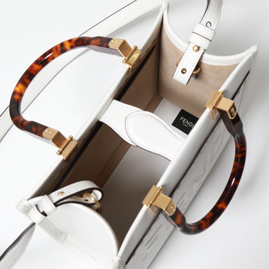 FENDI フェンディ サンシャイン スモール ショッパー ロゴ 2WAY レザー ハンド ショルダーバッグ ゴールド金具 ホワイト レディース 8BH394 ABVL FENDI（フェンディ） ショルダーバッグ SUNSHINE SMALL サンシャイン