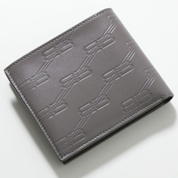 新品未使用 バレンシアガ 二つ折り財布 エンボス モノグラム レザー グレー BALENCIAGA（バレンシアガ） 二つ折り財布 EMBOSSED MONOGRAM 718395