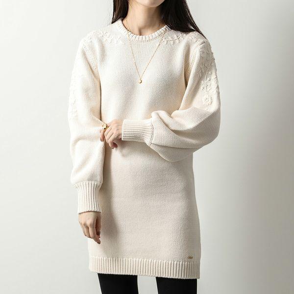 Chloé ホワイト 長袖ワンピース 12歳 Chloe（クロエ） Chloe KIDS キッズ ニットワンピース C12930