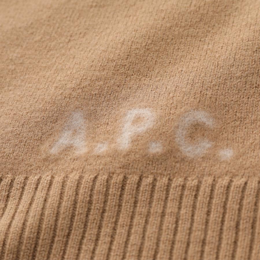 【日本製】A.P.C. ウール混 クルーネック ニットスウェット L ベージュ A.P.C. ロゴセーター｜UNISEXE / PULLS & CARDIGANS｜A.P.C.