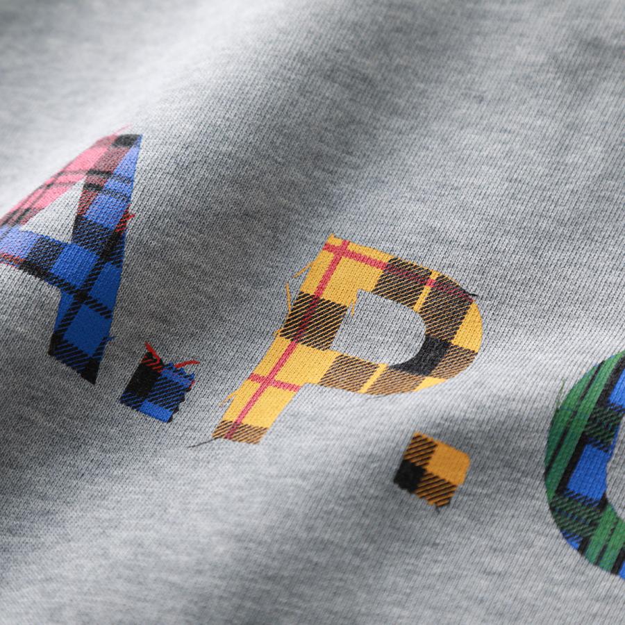 APC A.P.C. アーペーセー スウェット shaun ショーン COGVF H27843 メンズ トレーナー チェック ロゴプリント コットン 長袖 クルーネック カラー2色｜s-musee｜11