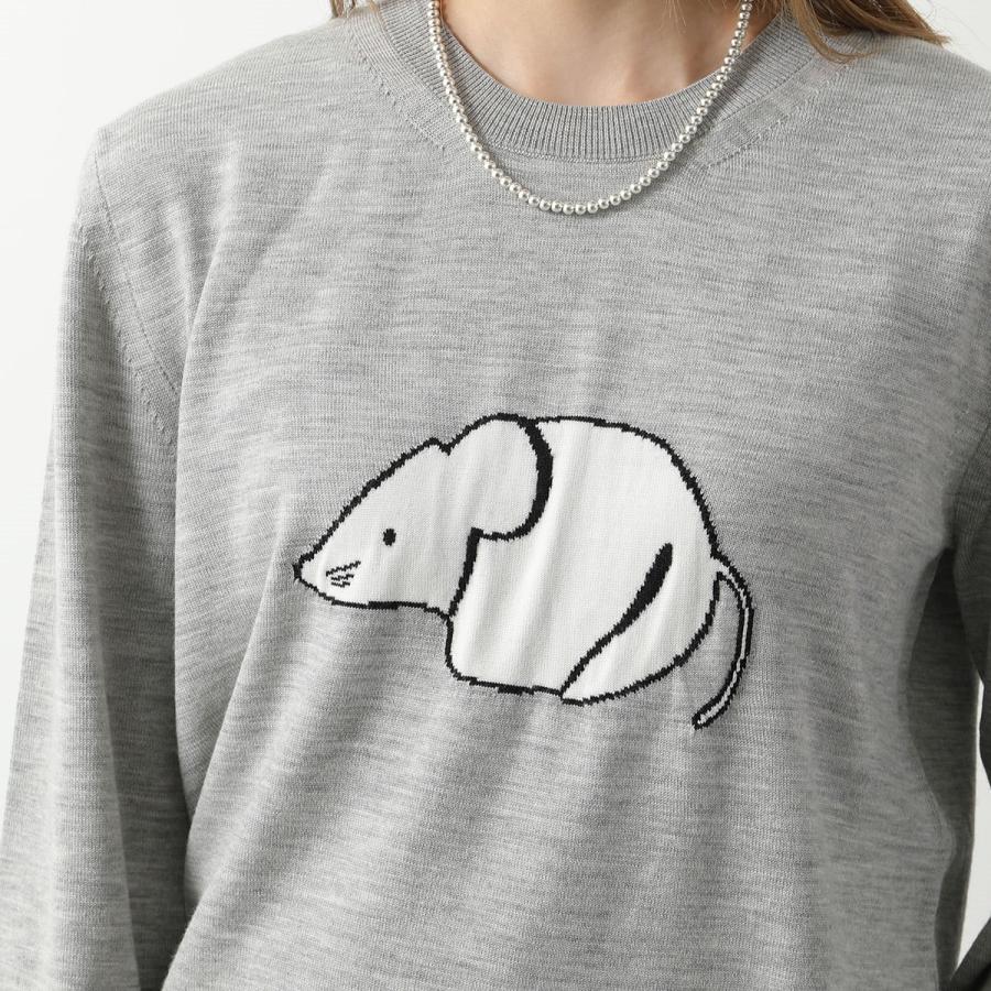LOEWE 薄手 セーター アニマル ロゴ グレー ホワイト