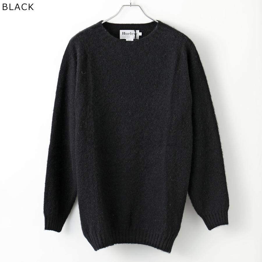 Harley of Scotland 黒 モヘアニットクルーネック 42 XL Harley of SCOTLAND（ハーレーオブスコットランド） ニットセーター