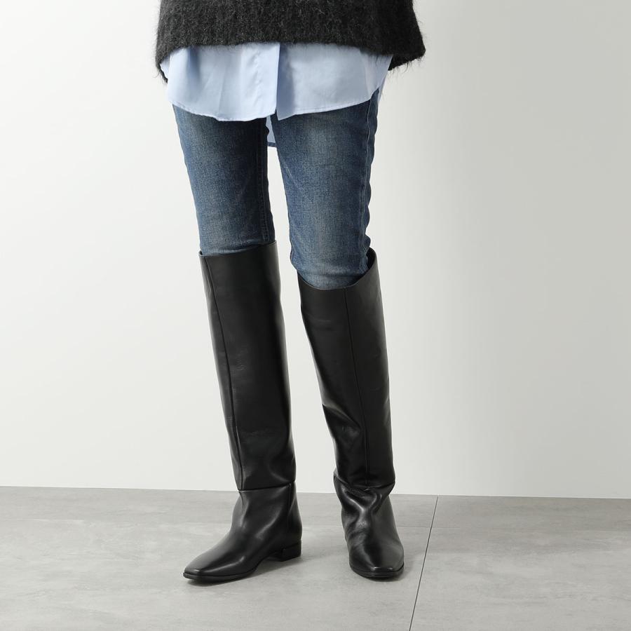 ファビオルスコーニ スクエアトゥ ロングブーツ 24.5 レザー ブラック FABIO RUSCONI ファビオルスコーニ ロングブーツ MISSA