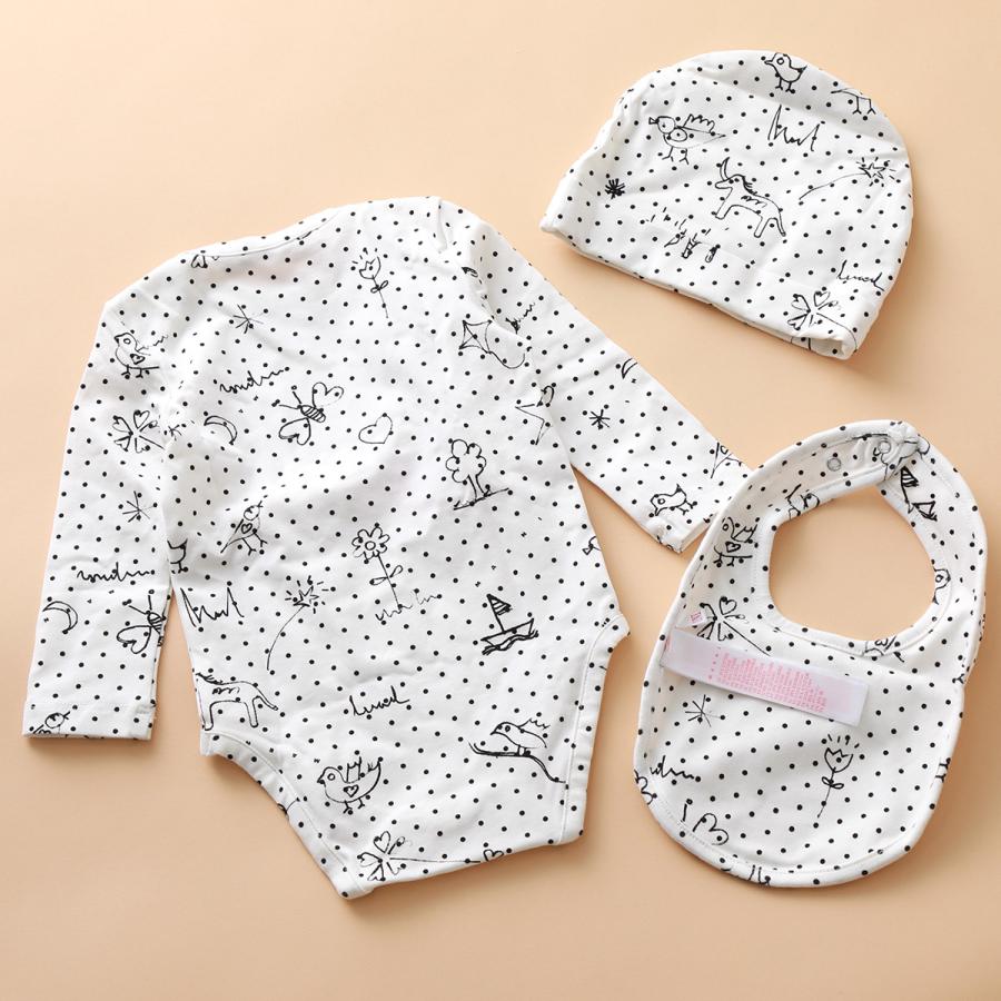 MARNI KIDS マルニ キッズ ベビー ギフトセット M00940 M00QR ガールズ ボーイズ ロンパース+スタイ+帽子 3点セット ストレッチコットン 0M108｜s-musee｜04