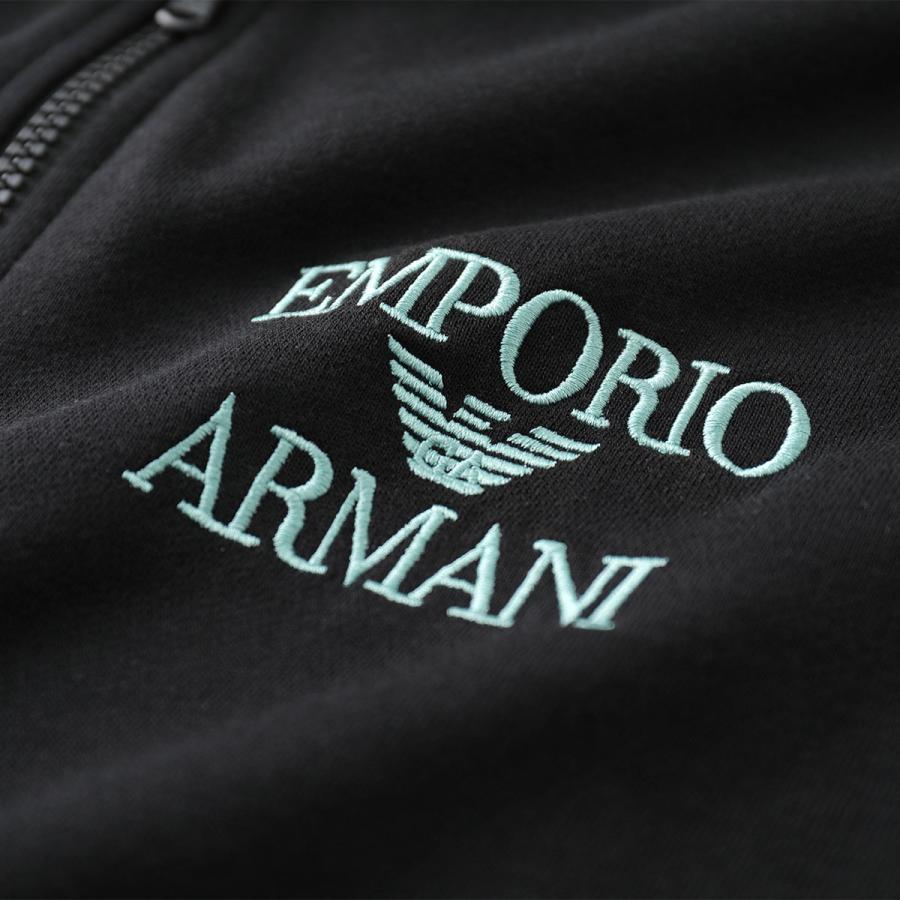 EMPORIO ARMANI エンポリオアルマーニ フーディー 111784 3F571 メンズ フロントジップ パーカー 裏起毛 ロゴ 刺繍 イーグル 00020/BLACK｜s-musee｜07