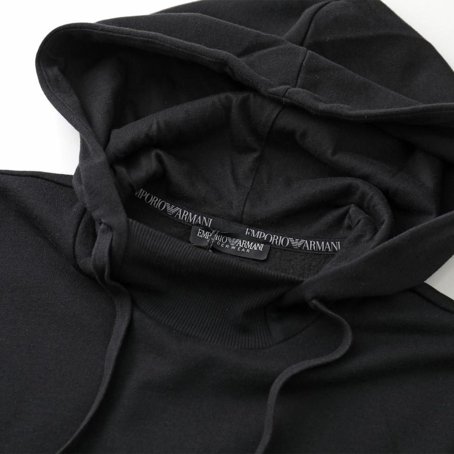 新品【エンポリオアルマーニ】裏起毛 プルオーバーパーカー 黒 インポートS(M) EMPORIO ARMANI エンポリオアルマーニ フーディー HOODIE 112052 3F571