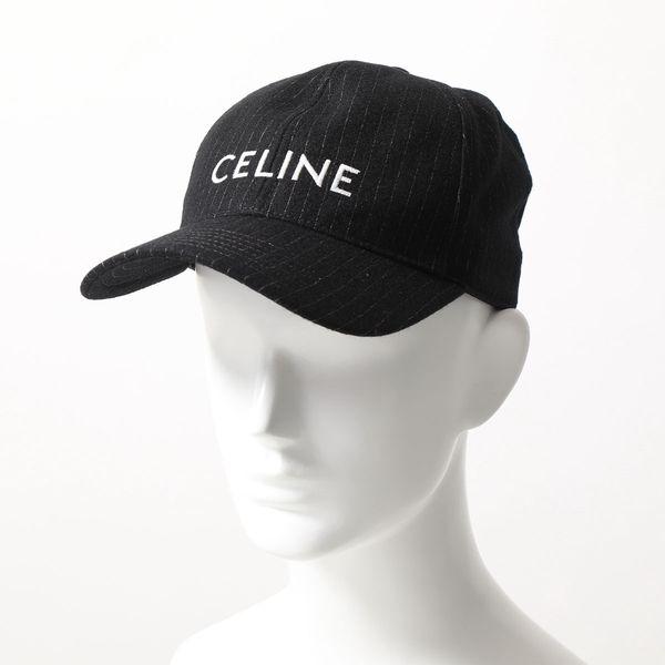 CELINE セリーヌ ベースボールキャップ 2AUS9495R.38CE メンズ ストライプ 刺繍ロゴ ウール 帽子 ブラック｜s-musee｜02