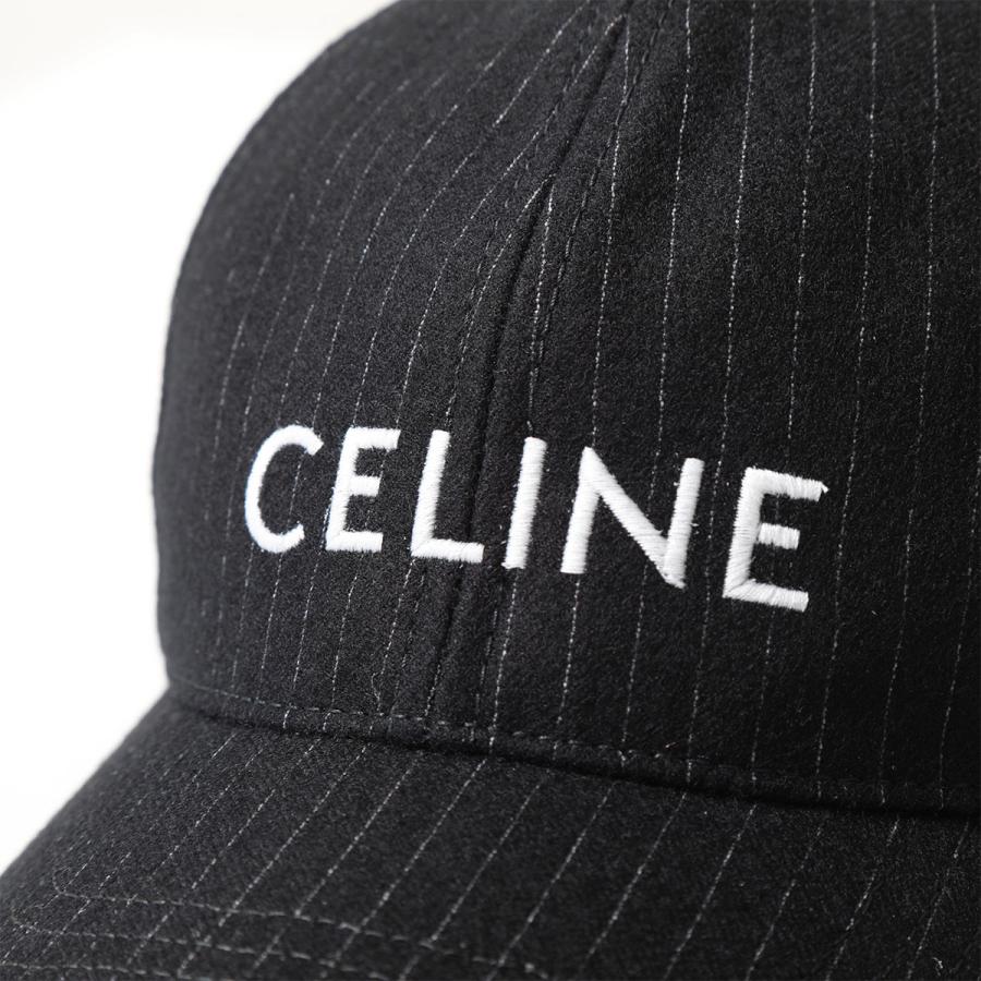 CELINE セリーヌ ベースボールキャップ 2AUS9495R.38CE メンズ ストライプ 刺繍ロゴ ウール 帽子 ブラック｜s-musee｜06