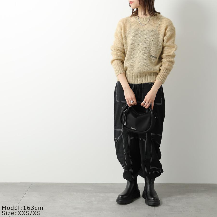 ganni ガニー 五分袖 モヘア モヘヤ ボーダー ドロップショルダー ニット GANNI（ガニー） ニット Mohair O-neck Pullover K1918 2597