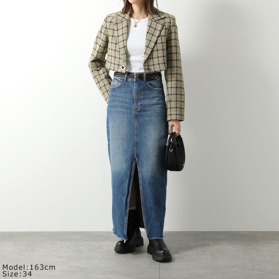 【新品】GANNI ガニー テーラードジャケット 金ボタン 千鳥格子柄 38 M GANNI（ガニー） ジャケット Check Suiting Cropped Blazer F7985 6665