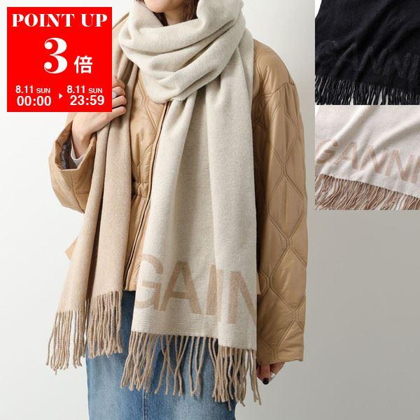 GANNI ガニー マフラー Fringed Wool Scarf A3905 A3909 5755