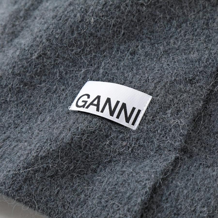 GANNI ガニー マフラー Soft Wool Scarf A4933 5840 レディース リブ ニット ストール スカーフ アルパカウール混 ロゴ 490/Volcanic-Ash｜s-musee｜04