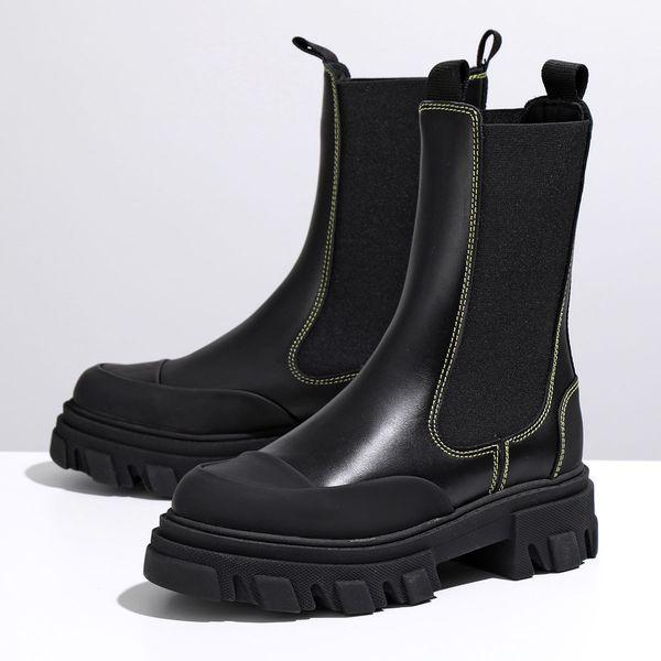 GANNI（ガニー） ショートブーツ Mid Chelsea Boot Yellow Stitch