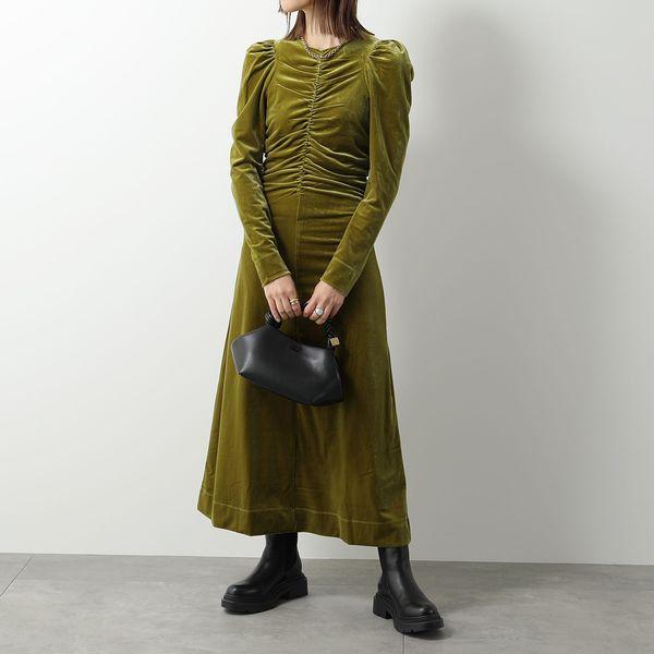 GANNI（ガニー） ワンピース Velvet Jersey Gathered Long Dress
