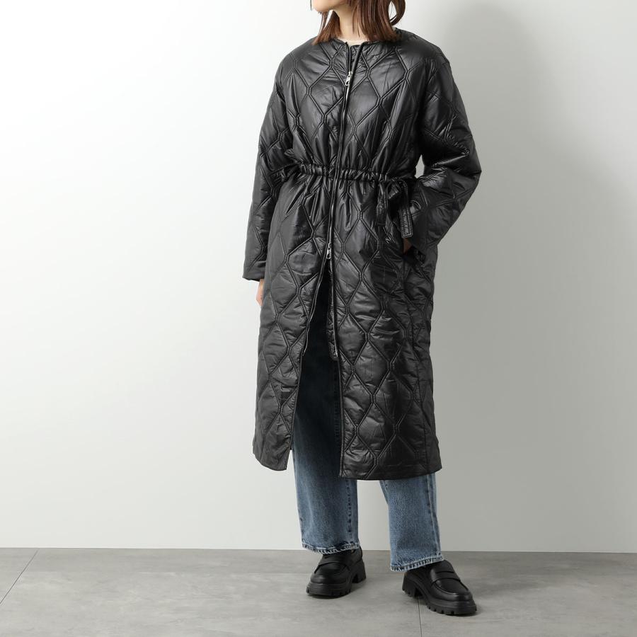 GANNI ガニー キルティングコート Shiny Quilt Long Coat F8383 F8535 6632 レディース ジャケット ロング丈 ノーカラー 軽量 カラー2色｜s-musee｜05