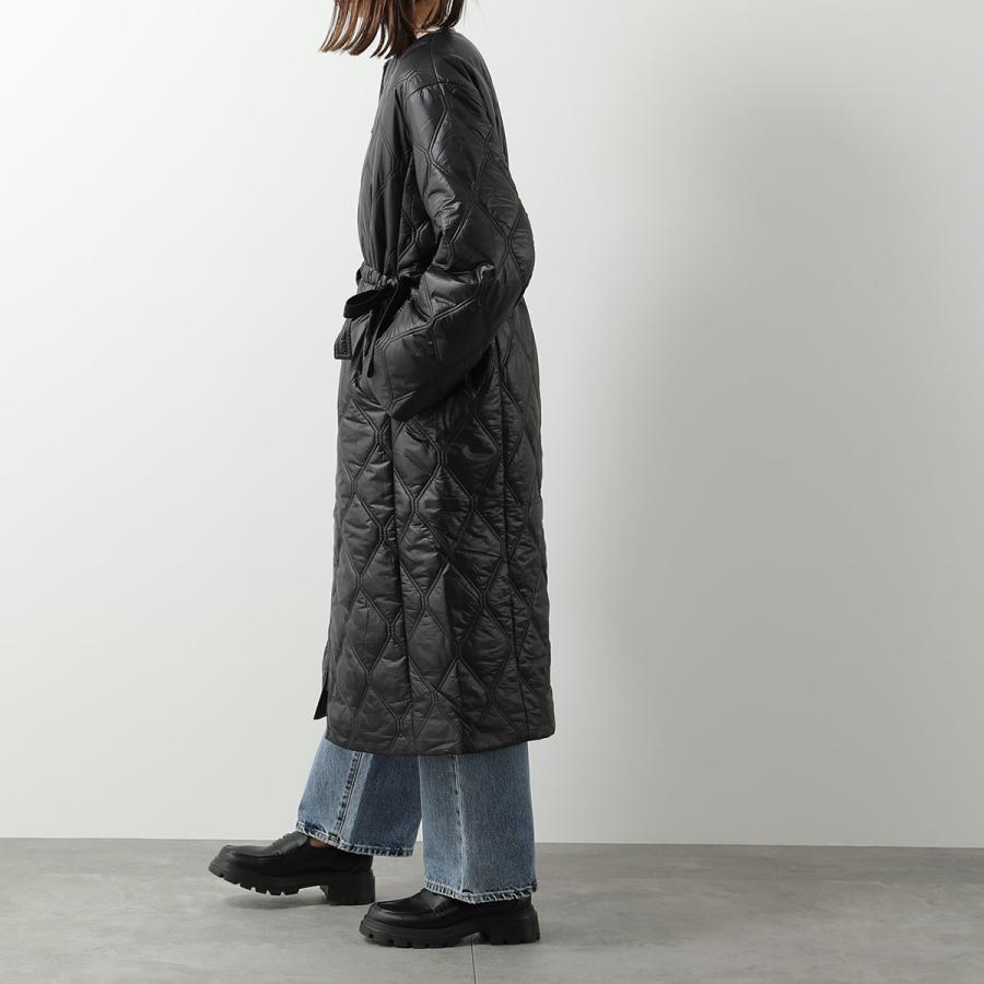 GANNI ガニー キルティングコート Shiny Quilt Long Coat F8383 F8535 6632 レディース ジャケット ロング丈 ノーカラー 軽量 カラー2色｜s-musee｜08