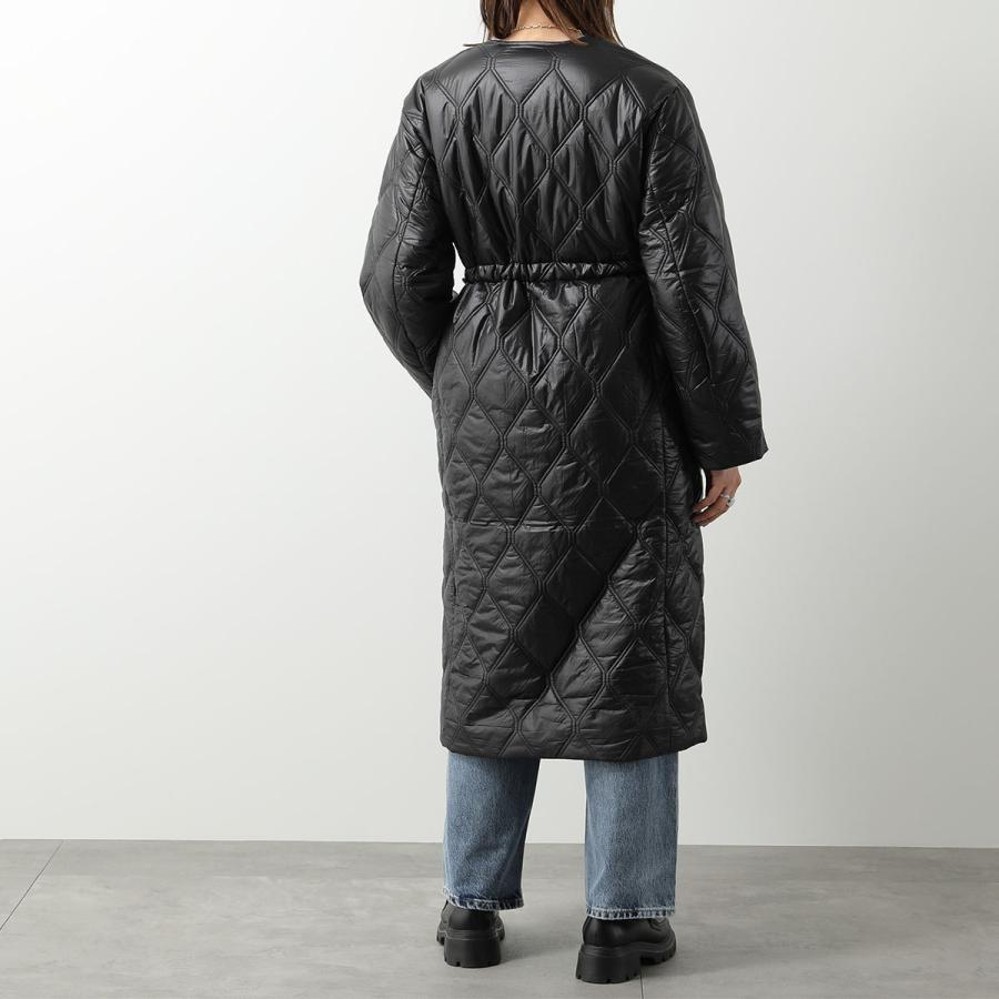 GANNI ガニー キルティングコート Shiny Quilt Long Coat F8383 F8535 6632 レディース ジャケット ロング丈 ノーカラー 軽量 カラー2色｜s-musee｜09