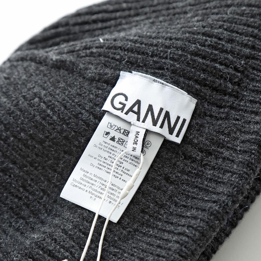 GANNI Structured Rib Beanie ロゴニットビーニー GANNI（ガニー） ニット帽 ニットキャップ GANNI Structured Rib