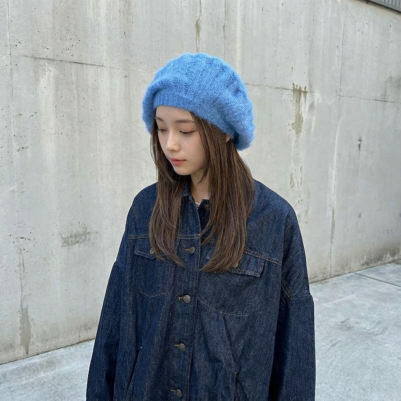 GANNI ニットベレー GANNI（ガニー） ベレー帽 Oversized Brushed Mohair Rib Beret A5106