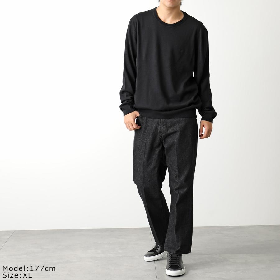 Bossカシミアセーター BOSS - クルーネックセーター コットン/カシミア ロゴ - ブラック