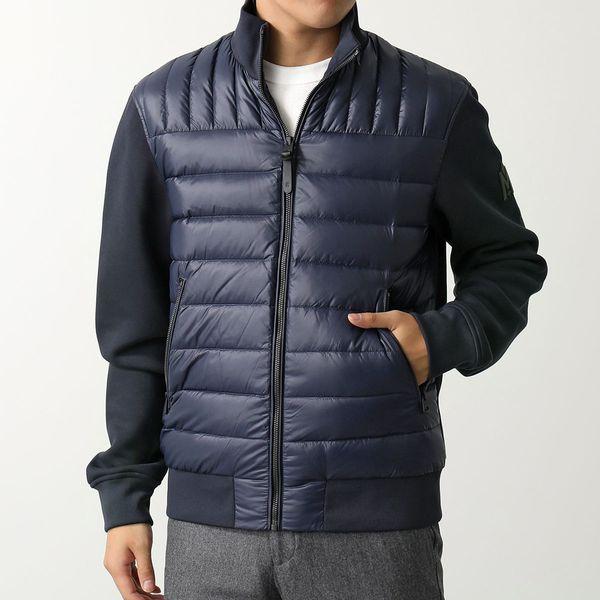 MACKAGE マッカージュ ダウンジャケット COLLIN-Z コリン メンズ 撥水 ブルゾン ロゴパッチ スタンドカラー ジャージ切替 Navy | Mackage