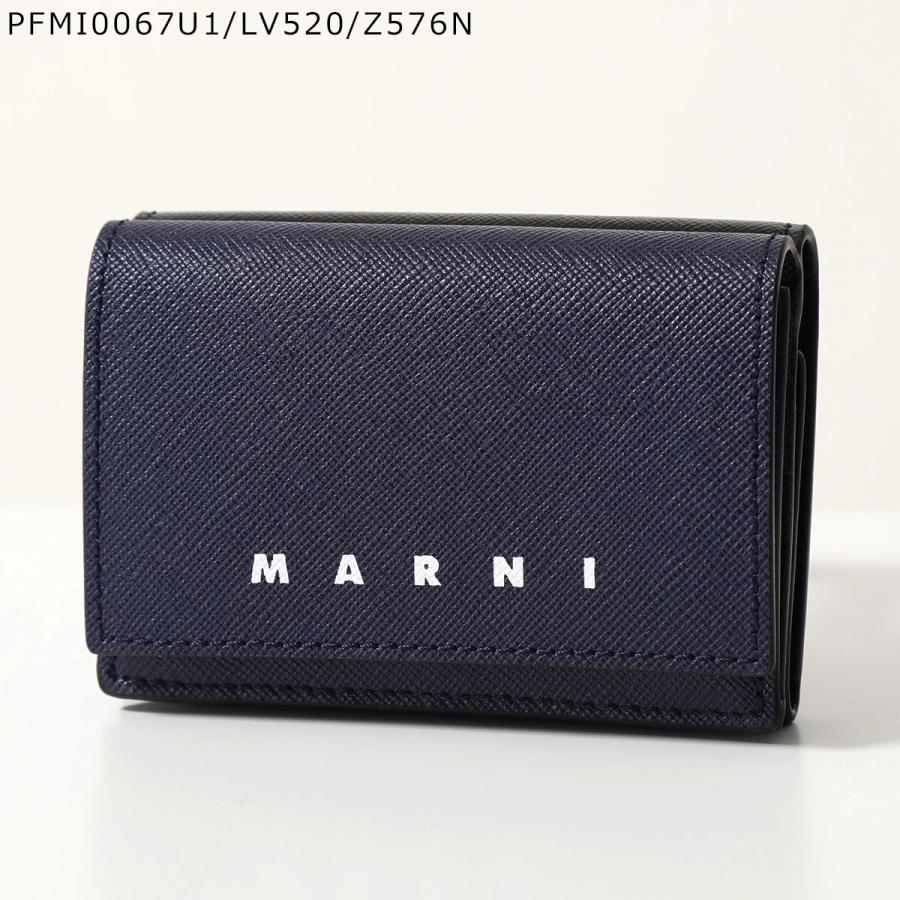MARNI ネイビー 三つ折り財布 マルニ MARNI 三つ折り財布 トランク ミニ財布 ネイビー メンズ