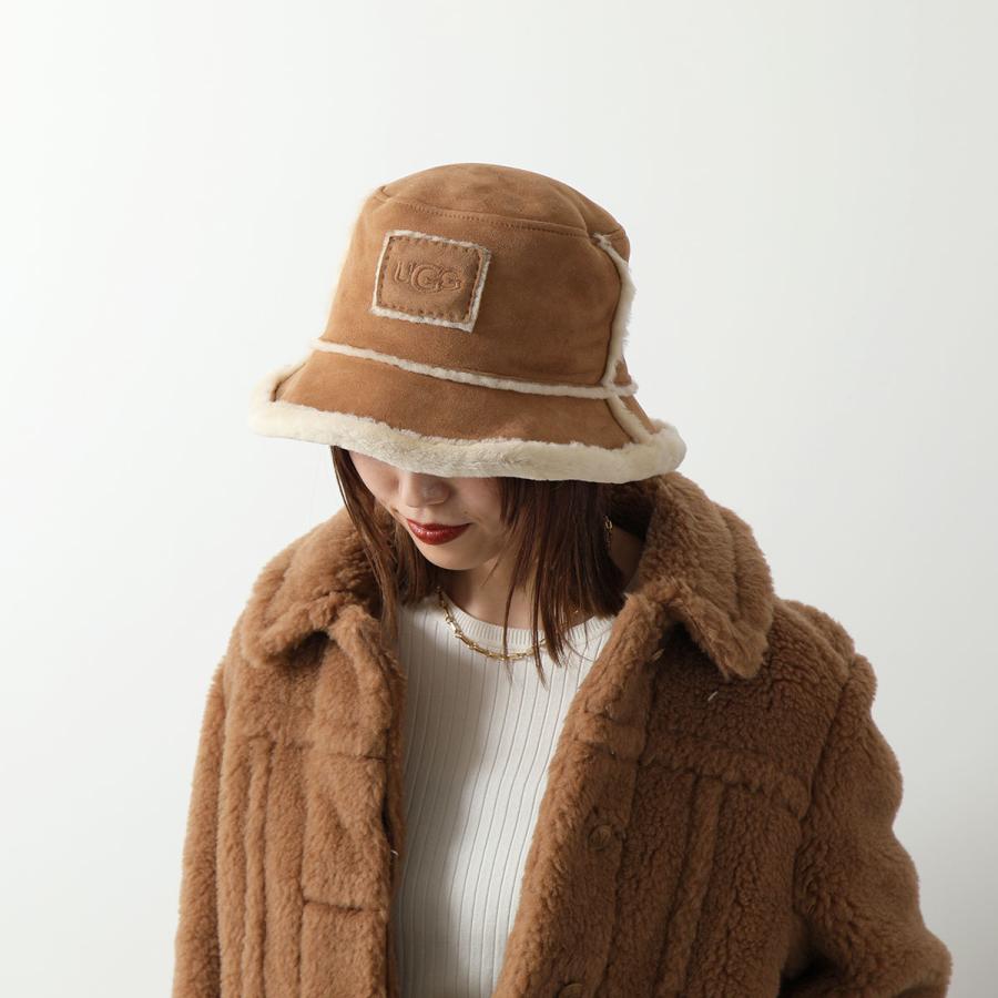 美品★UGG　ムートンハット帽子アグ　バケハ　シープスキンチェスナット UGG（アグ） バケットハット W SHEEPSKIN BUCKET HAT シープスキン