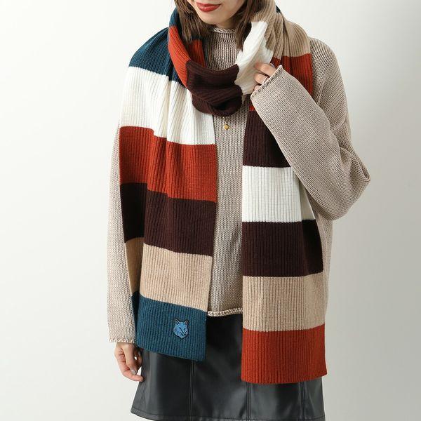 MAISON KITSUNE ストライプマフラー ウール混紡 MAISON KITSUNE（メゾン キツネ） マフラー PREPPY STRIPED SCARF