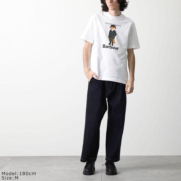 MAISON KITSUNE×Barbour メゾンキツネ バブアー Tシャツ MTS1224 メンズ コットン フォックス プリント ロゴ 半袖 WH11/White｜s-musee｜03