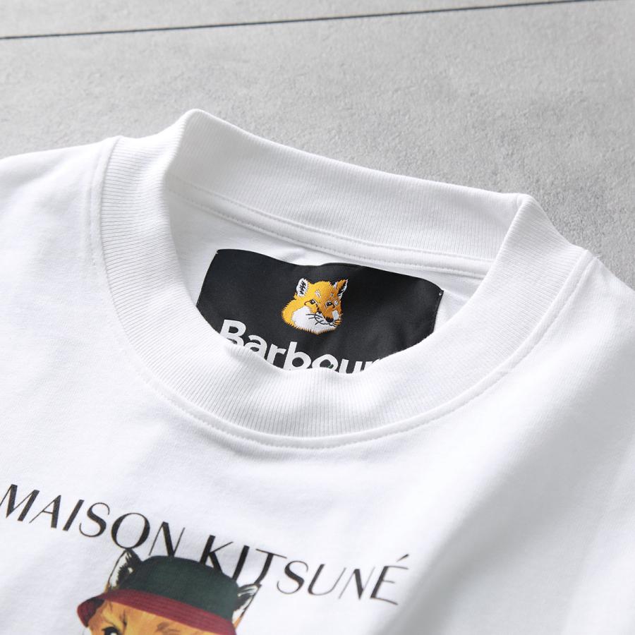 MAISON KITSUNE×Barbour メゾンキツネ バブアー Tシャツ MTS1224 メンズ コットン フォックス プリント ロゴ 半袖 WH11/White｜s-musee｜07