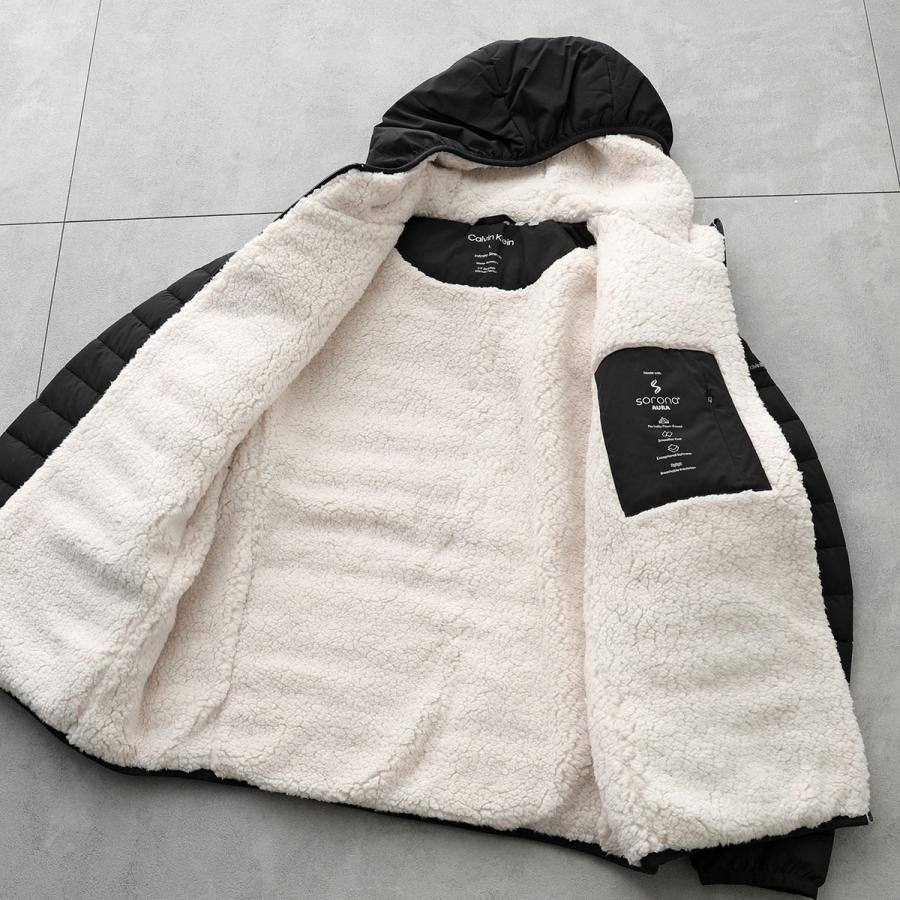 Calvin Klein カルバンクライン 中綿ジャケット SHERPA LINED HOODED STRETCH PUFFER CM155780 メンズ アウター ボア フード ロゴ BLACK｜s-musee｜08