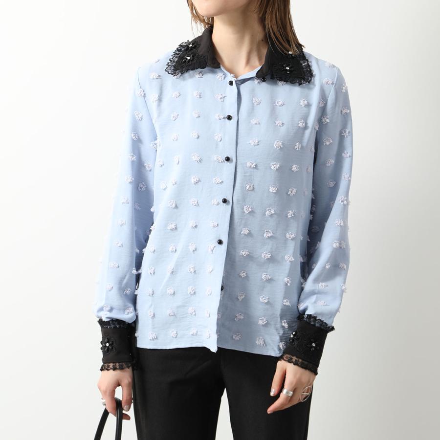 Sister Jane シスタージェーン ブラウス Naila Flower Trim Shirt BL1166 レディース シャツ ドット 水玉 フラワー 花 刺繍 長袖 Blue-Glow｜s-musee｜04