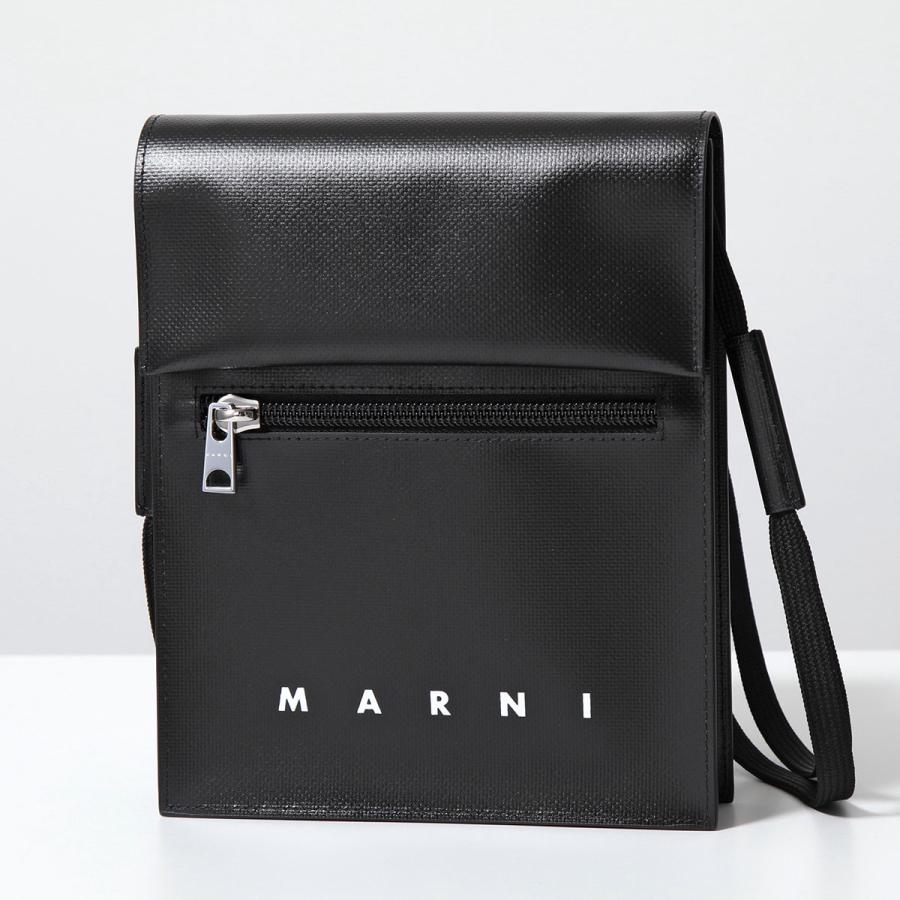 美品★ マルニ クロスボディ ショルダーバッグ レディース PVC 黒　ロゴ MARNI（マルニ） ショルダーバッグ SBMQ0036A1 P5769 レディース