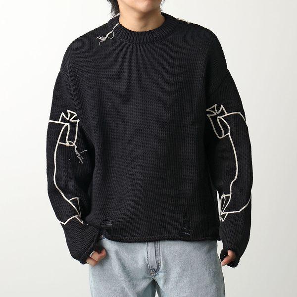 ASKYURSELF アスクユアセルフ ニット REPAIRED BANNED KNIT メンズ 