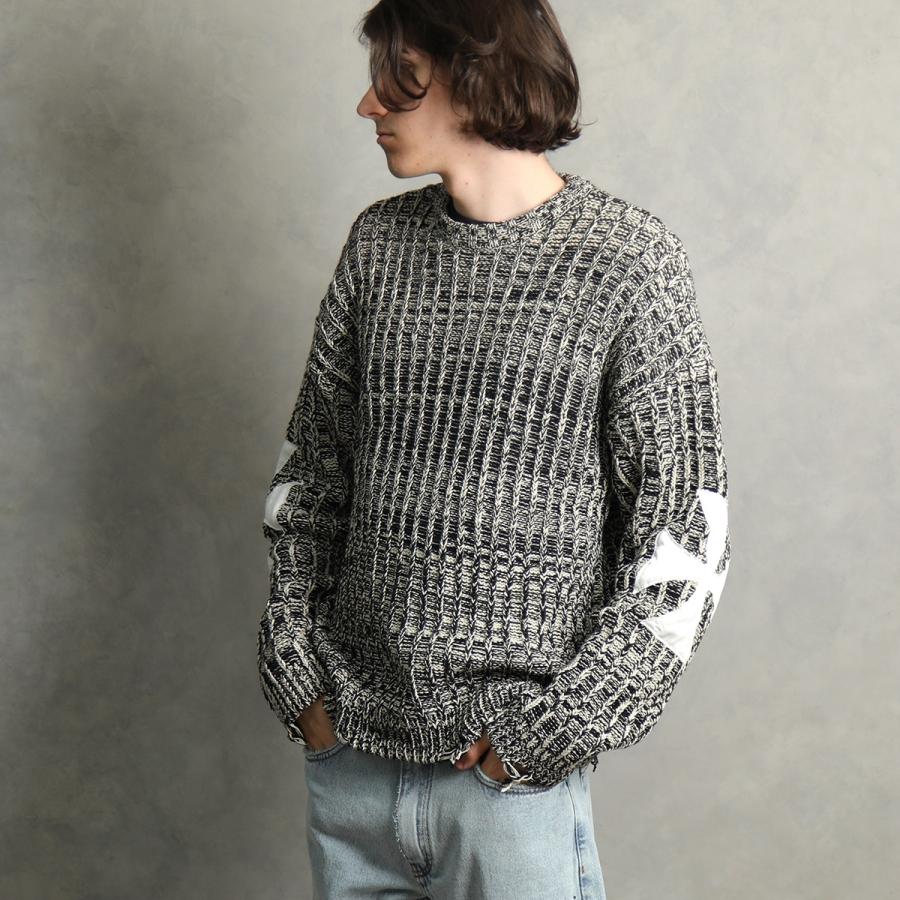ASKYURSELF アスクユアセルフ ニット CHUNKY GREY MELANGE CROSS ASKYURSELF アスクユアセルフ ニット CHUNKY GREY MELANGE CROSS