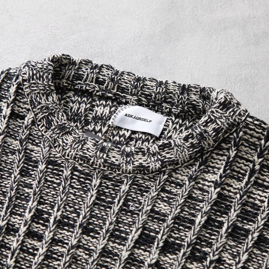 ASKYURSELF アスクユアセルフ ニット CHUNKY GREY MELANGE CROSS ASKYURSELF アスクユアセルフ ニット CHUNKY GREY MELANGE CROSS