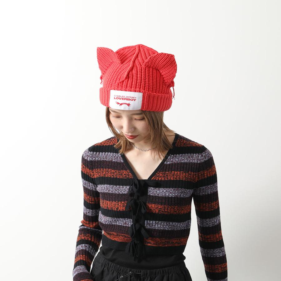 LOVERBOY ニット帽 赤白 ドット ニット帽 | Charles Jeffrey Loverboy