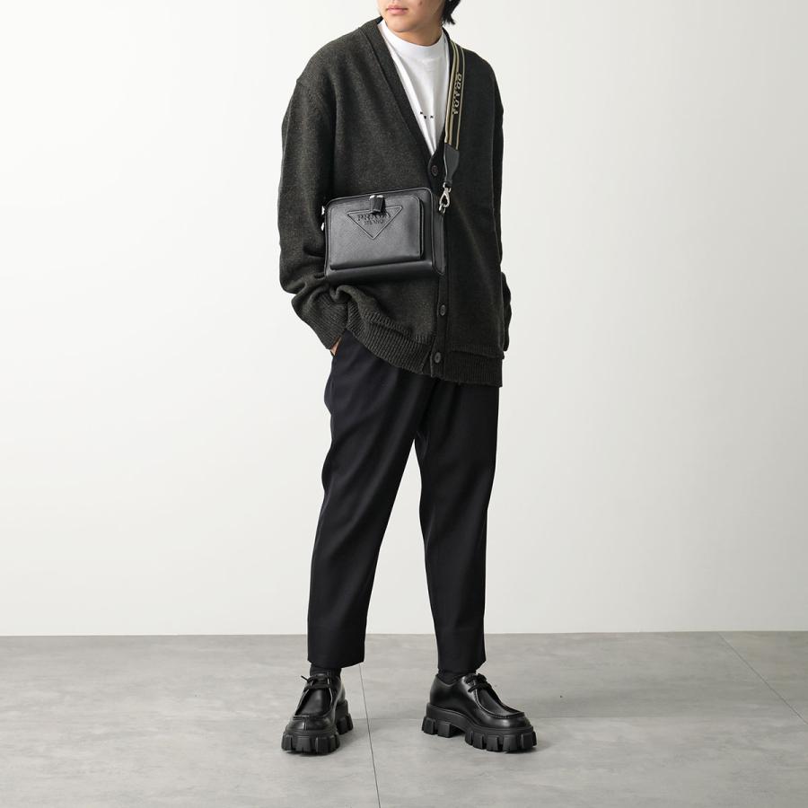 PRADA ブラック レザー クロスボディバッグ ☆プラダ☆ レザー トリミング クロスボディバッグ (PRADA