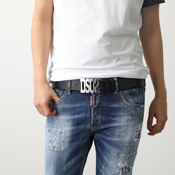 dsquared2 ブラックレザーベルト イタリア製 デカバックル 楽天市場