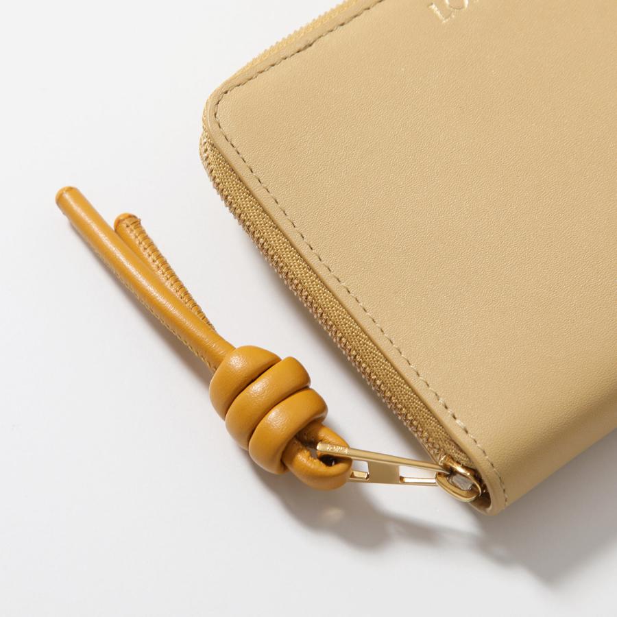 【美品】LOEWE スリムジップ 二つ折り財布 ベージュ コンパクト レザー LOEWE（ロエベ） 二つ折り財布 KNOT COMPACT ZIP AROUND ノット