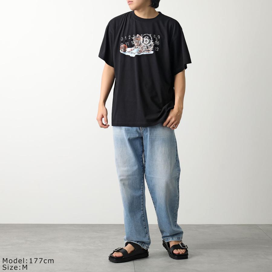 MM6 エムエムシックス メゾンマルジェラ 半袖 Tシャツ SH0GC0015 S23588 メンズ ナンバーロゴ キャット プリント コットン  クルーネック カラー2色